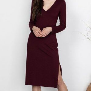 NWT Gentle Fawn SMALL bodycon Burgundy Midi Dress